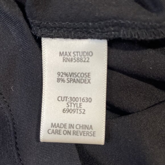 Max Studio Black Long Sleeve Bodycon Draped Midi Dress Size M - Picture 15 of 16